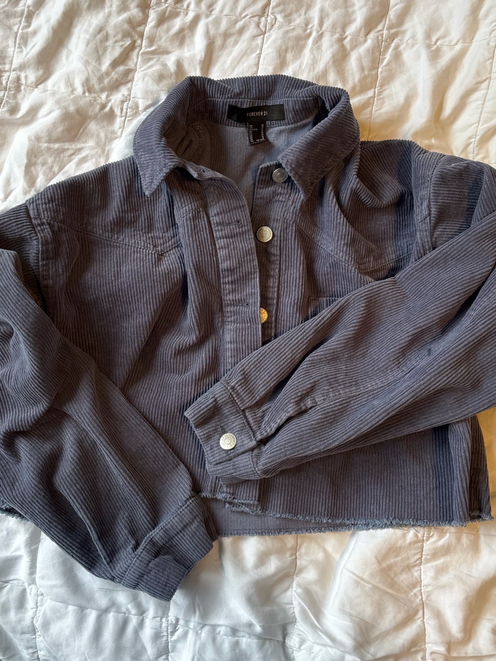 Forever 21 Cropped Corduroy Jacket - 100% Cotton with raw hem